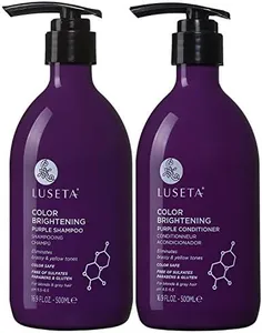 Luseta Purple Shampoo and Conditioner Set for Blonde, Gray - Color Treated Hair - Sulfate Free Paraben Free - Infused with Cocos Nucifera Oil for Curly and Damaged Hair - 2x16.9oz