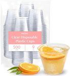 500 Clear Plastic Cups | 9 oz Plastic Cups | Clear Disposable Cups | PET Clear Cups | Plastic Water Cup | Plastic Wine Glasses | Clear Plastic Party Cups | Bulk Plastic Tumblers