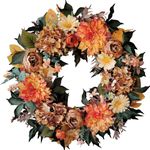 WANNA-CUL 24 Inch Fall Wreath for Front Door with Vintage Hydrangea&Orange Peony and Dahlia Flowers-Fall Decoration for Home-Large Fall Decor Door Wreath for Autumn,Harvest or Thanksgiving