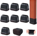 8PCS Rectangle Chair Leg Floor Protectors with Felt, Small Silicone Chair Leg Caps for Hardwood Floors, Black Outdoor Patio Flooring Protectors, Anti-Scratch, Fit Length 1.3"-1.65", Width 0.63"-0.87"