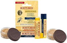 Burt's Bees Natural Lip Care Bundle Bundle. Includes a trio of, Overnight Lip Treatment Lip Scrub Lip Balm Duo (Beeswax & Vanilla)