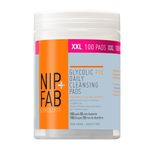 Nip+Fab Glycolic Acid Fix Daily Cleansing Pads for Face with Hyaluronic Acid | Witch Hazel | Exfoliating Resurfacing AHA Facial Cleanser Pad | 100 Pads XXL | Vegan & Cruelty-Free