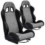 Performance World 274009 SportSeat2 Racing Black Synthetic Suede w/Grey Accents Seats. Pair