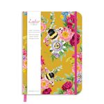 Lola Design - Hardback Journal Notebook, Mustard Bee Design - Ideal for Gifting, Journaling & Travel - With Elastic Closure, Storage Pocket & Paper, Matte-finish Board Cover - 200 Lined Pages