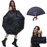 JCBFUME Women 's Anti-uv Lolita Lace Ultraviolet-Proof Folding Umbrella Dome Parasol (Black 2)