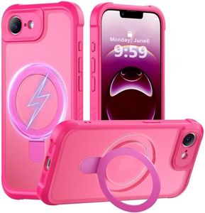 MOCCA Design for iPhone 16e Case with Magnetic Invisible Stand [Full Camera Protection] [Compatible with Magsafe] Military Drop Shockproof Translucent Matte Phone Case Cover 6.1",Hot Pink