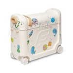 JetKids by Stokke BedBox, White - Kid's Ride-On Suitcase & In-Flight Bed - Help Your Child Relax & Sleep on the Plane - Approved by Many Airlines - Best for Ages 3-7