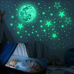 Glow in The Dark Stars, 433Pcs Glow Stars Decals Glow Stars Wall Stickers Ceiling Stars Glow in The Dark for Wall Decoration, Nursery Bedroom Living Room Décor(Green)