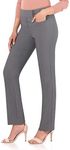 Rekucci Women's Ease Into Comfort Pull-On Straight Pant with Pockets, Graphite, 8