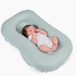 Rahoo Baby: Learn & Lounge Baby Lounger Pillow for Newborn - Ergonomic Newborn Lounger Pillow for Infants - Portable & Machine Washable Infant Lounger Pillow - Anti Reflux Baby Lounger - Space Gray