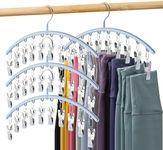 Volnamal Legging Organizer for Closet, Metal Yoga Pants Hanger w/Rubber Coated 4 Pack w/10 Clips Hold 40 Leggings, Hangers Space Saving Hanging for Closet Organizers and Storage, Blue
