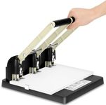 Heavy Duty 3 Hole Paper Punch,150 Sheet Capacity,Ergonomic Handle, Large Capacity Tray and Durable Metal, for Office, Home & Print Shop Use,Replaceable Cutter Head