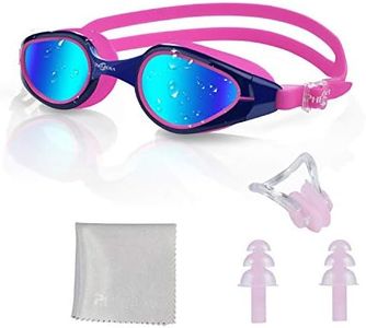 PHELRENA Swim Goggles, Anti Fog,No Leaking,UV Protection,Shatter-Proof, Clear Wide Vision Triathlon Swim Goggles