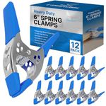 Lot of 12-6" inch Spring Clamp Large Super Heavy Duty Spring Metal Blue - 2.5 inch Jaw Opening