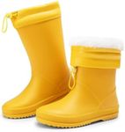 DREAM PAIRS Kids Rain Boots Boys Girls Lightweight Boots Waterproof Easy-on Outdoor Playing Rain Boot Unisex-Child,Size 13 Little Kid,All Yellow,SDRB2401K