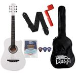 Intern 38C Acoustic Steel-string Guitar Premium White Cutaway Design with carry bag, strings, guitar strap and plectrums (INT-38C-WH)