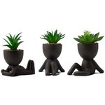 LUNIER Seated Succulent Set (Set of 3) | Ceramic House Plant Pots With Artificial Succulent Plants – Cute Mini Fake Plants In Small Decorative Faux Pot For Indoor Home Décor, Office Desk, Windowsill