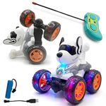Cable World RC Stunt Robot Dog Car, 360 Degree Rotating, Remote Control Musical Dancing Dog with Flashing Lights, Smoke, Sound, Action, Activity Play Center Toy for Kid Early Learning Educational