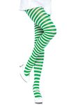 Leg Avenue Women's Nylon Striped Tights, White/Kelly Green, One Size