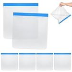 6pcs Reusable Freezer Ziplock Bags, Large Gallon Freezer Bags Dishwasher Safe Sandwich Food Storage Bags Leakproof Silicone Snack Zip Bags for Fruits Vegetables Marinate Meat (Blue)