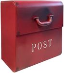 NACH CJ Large Mailbox with Powder Coated Finish, Wall Mount Mailboxes for Outside, Rust Resilient Metal Mailbox for Parcels, 12.6 x 7.5 x 14.5 Inches, Rustic Red, FZ-M1002RED