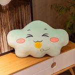 Peach Cuddle Moody Cloud Cushion for Kids Room (45x45 cm, Cheerful Green) Europian Velvet Cushion for Kids, Luxury Kids Furnishing, Decorative Cot Cushion, Nursery Décor, Baby Pillows