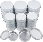 32 Pieces Screw Lid Round Aluminum Tins Empty Metal Jars Spice Lip Balm Candle Storage Containers Travel Cans, 2oz & 1oz Mixed Sizes (White)