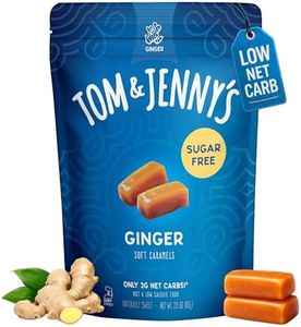 Tom & Jenny's Sugar Free Candy Soft Caramels Individually Wrapped - Sea Salt & Vanilla - Low Net Carb Keto Zero Sugar Candy with Allulose & Maltitol (Ginger Chewy Caramels) 1 Pack