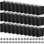 30 Pieces Hip Flasks Set Stainless Steel Liquor Flask with Funnel Metal Leak Proof Flask Pocket Whiskey Flasks for Men Women Bridesmaid Wedding Party Supplies (Black,6 oz)