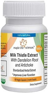 Milk Thistle Extract with Dandelion Root and Artichoke - 60 Vegan Capsules - 500mg