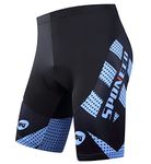 sponeed Men's Bike Shorts Padded Cycling Pants, Light Blue, Large