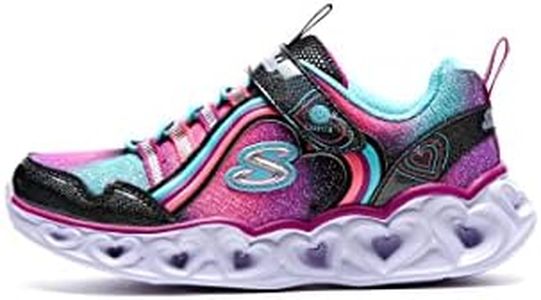 Skechers Kids Girls Heart Lights-Rainbow LUX Sneaker, Black/Multi, 13 Little Kid