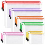 Plastic Wallets Folders - 12PCS Multi-Size Zip Wallets Plastic Zip Lock Bags Document Wallets File Folders for School Office Supplies, Homework, Cosmetics and Travel Accessories (6 Size)