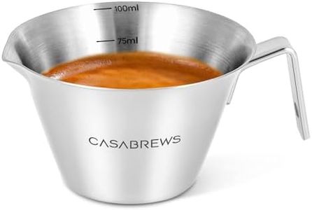 CASABREWS Espresso Cup, Stainless Steel Espresso Shot Cup with V-Shaped Spout for Precise Pouring, Durable Coffee Cup with Ergonomic Handle, Espresso Machine Accessories for Baristas, 3.5OZ/100ML