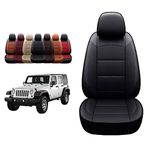 OASIS AUTO OSC-003 Custom fit Leather seat Cover for 2013, 2014, 2015, 2016, 2017 Jeep Wrangler 4dr (Black)