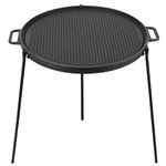 Onlyfire 18" Cast Iron Campfire Griddle with Handles, Double Sided Grill Pan with 3 Removable Legs for Gas Cooker, Outdoor Campfire Cooking