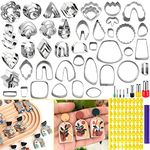 Polymer Clay Cutters for Earring Making 76pcs Clay Tools Set 67 Shapes Stainless Steel Clay Cutters with 8 Circle Shape Cutters 1 Clay Letter Stamp Jewelry Making Sculpting Clay