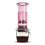 AeroPress Clear Pink Coffee Press – 3 In 1 Brew Method Combines French Press, Espresso, Full Bodied Coffee Without Grit or Bitterness, Small Portable Coffee Maker for Camping & Travel, Pink