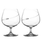 DIAMANTE Swarovski Brandy Cognac Liqueur Glasses Pair - 'Silhouette' Hand Cut Design Embellished with Swarovski Crystals