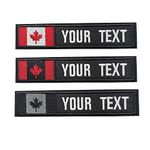 2PCS Customizable Name Patches with Hook/iron on Fastener，Personalized Tactical Morale Embroidered Name Tapes with Canada Flag Patch for Hats Caps Bags Backpacks Tactical Vest Military