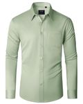 J.VER Men's Bean Green Dress Shirt Plain Stretch Non Iron Long Sleeve Regular Fit Business Casual Formal Shirt with Pocket M