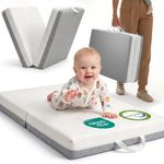 DeerFable Bi-Fold Pack and Play Mattress, 3 Inch Thick Soft & Firm Memory Foam Breathable Portable Pack n Play Mattresses, Baby Playpen Mattresses with Removable Washable Cover 38x26x3 Inch - Gray