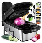 Fullstar (PRO Original Series) Vegetable Chopper & Mandoline Slicer - 8 Stainless Steel Blades - Dicer, Julienne Cutter & Grater - Dishwasher Safe, BPA-Free (PRO 8-in-1, SS Black)