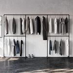 pamo freestanding clothes rail in industrial loft design - LAS III - wardrobe for walk-in closet wall I bedroom clothes rack made of black sturdy tubes