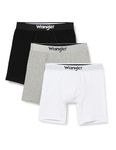 WRANGLER Men's Boxer Shorts in Black/White/Grey | Soft Touch Organic Cotton Mid Length Trunks with Stretchy Elasticated Waistband | Comfortable and Breathable Underwear - Multipack of 3