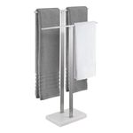 KES Free Standing Towel Rail for Bathroom Towel Stand 2-Tier Towel Rack with Marble Base SUS304 Stainless Steel Brushed Finish, BTH217-2