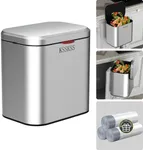 KSSKSS 1.05 Gallon Kitchen Compost Bin for Counter Top or Under Sink, Inner Bucket,Stainless Steel Hanging Small Trash Can with Lid for Kitchen/Cupboard/RV (Silver)