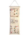 HOKIPO Lace Fabric 3-Layer Pocket Wall Door Cloth Colorful Hanging Storage Bags (Cream, 29 x 73 cm)