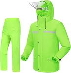 iCreek Rain Suit Waterproof Jacket and Trouser Suit Raincoat for Men and Women Outdoor All-Sport Breathable Anti-storm (L-USA, Fluorescent green)