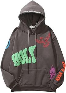 WINKEEY Men's Hoodie Lucky Me Ghosts Hip Pop Pullover Long Sleeve Sweatshirt with Kangaroo Pocket for Men Women, Green Brown, Medium